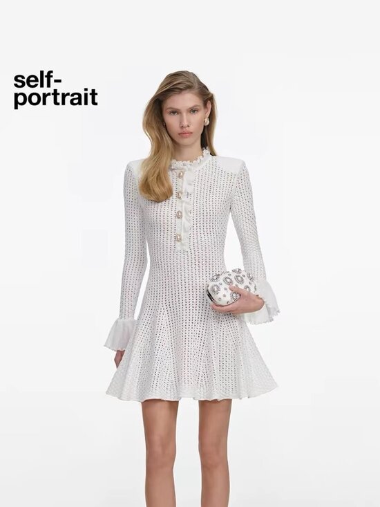 Self-Portrait white knit dress - Picture 6 of 14